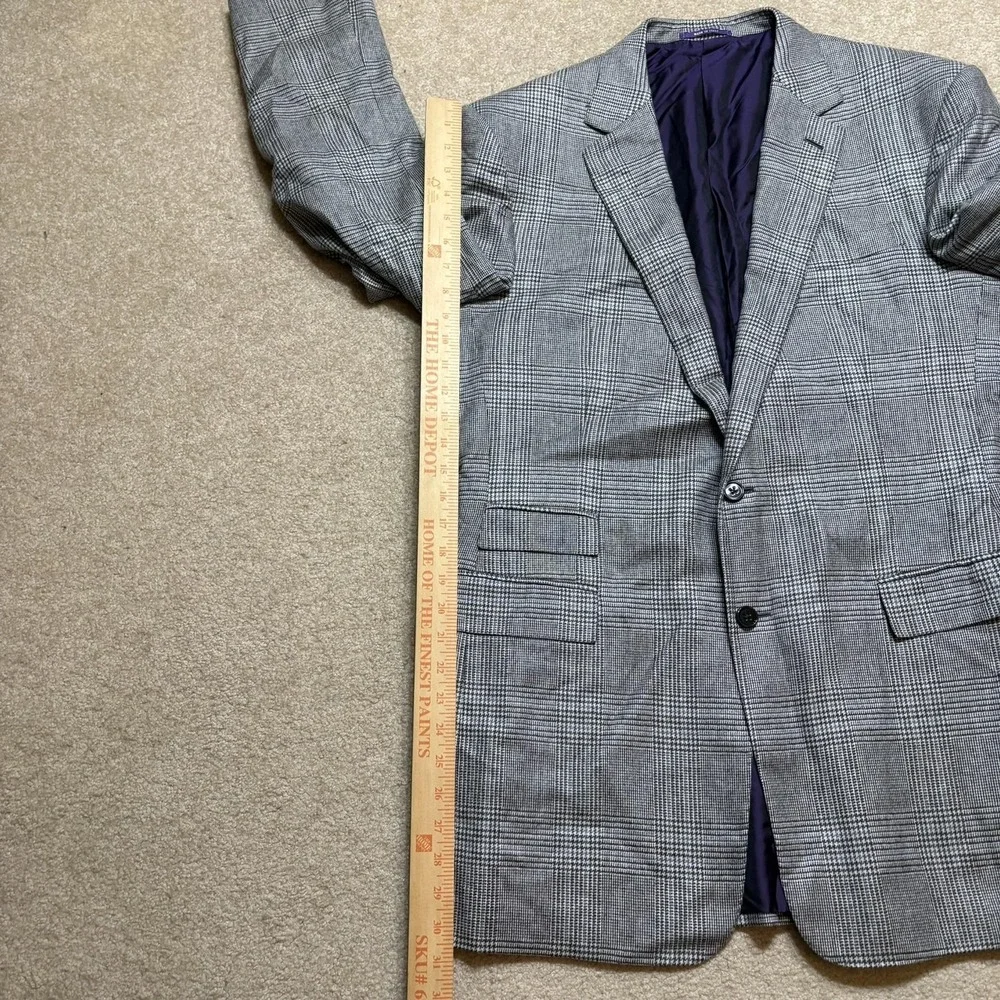 Ralph Lauren Purple Label Sport Coat Blazer 54 IT 44 US Plaid Wool Silk Cashmere